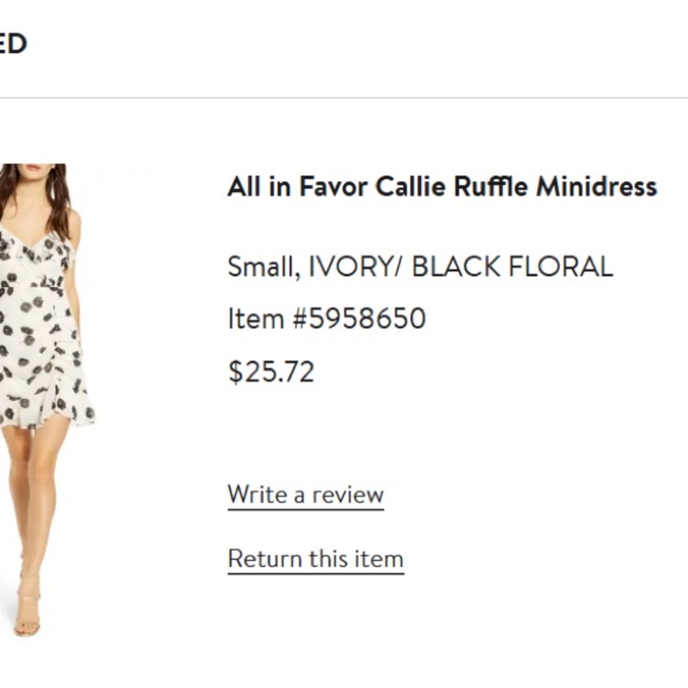All in Favor Ivory Black Floral Minidress